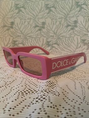 Dolce & Gabbana Hot Pink Rectangular Logo Sunglasses
